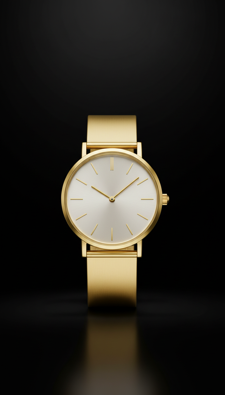 Minimalist gold wristwatch luxe white dial
