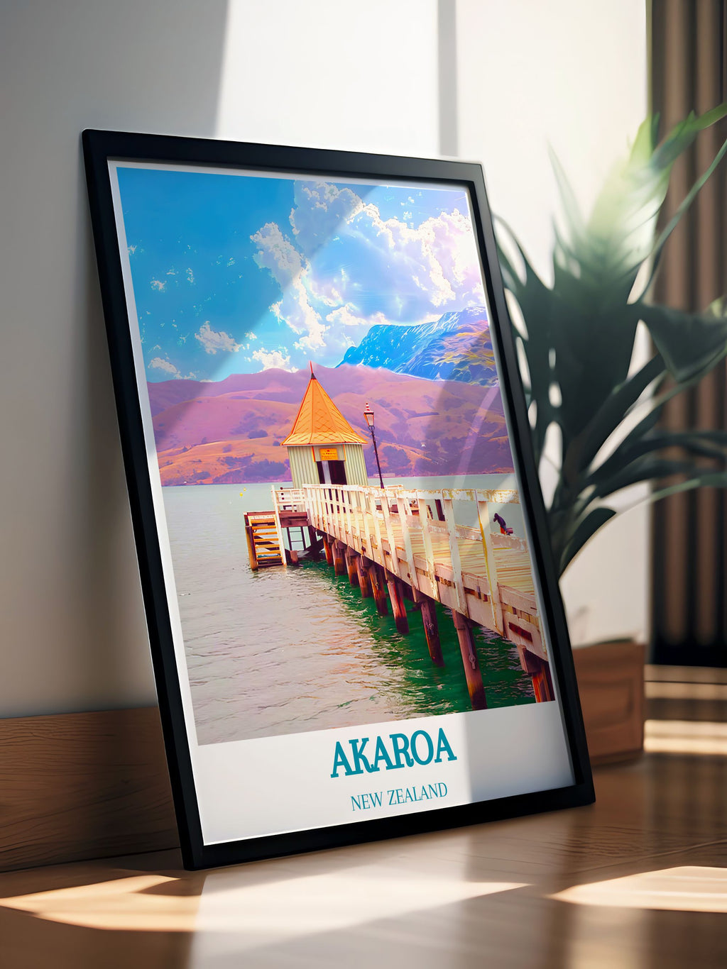Akaroa Harbour Print – New Zealand Coastal Wall Art – Akaroa Travel Poster – Scenic Akaroa Harbour Decor – New Zealand Landscape Print