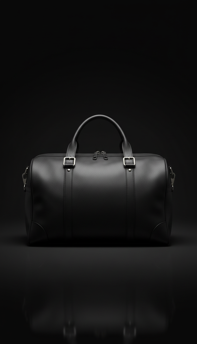 Black leather gym bag silver hardware